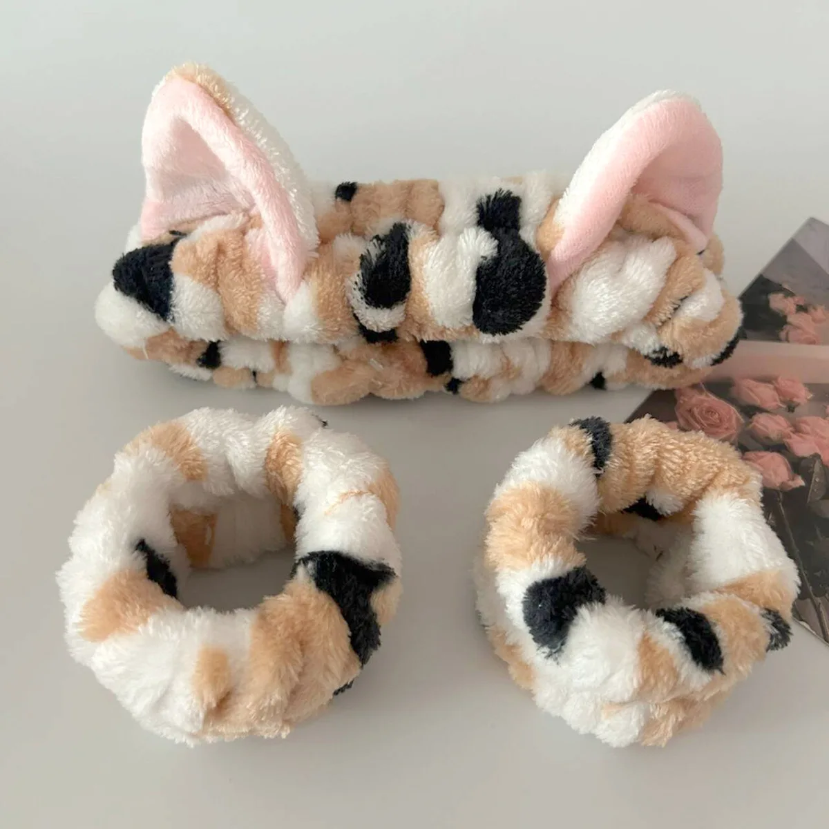 Makeup Beauty Set - 3 pièces/ensemble mignon chat oreille imprimé