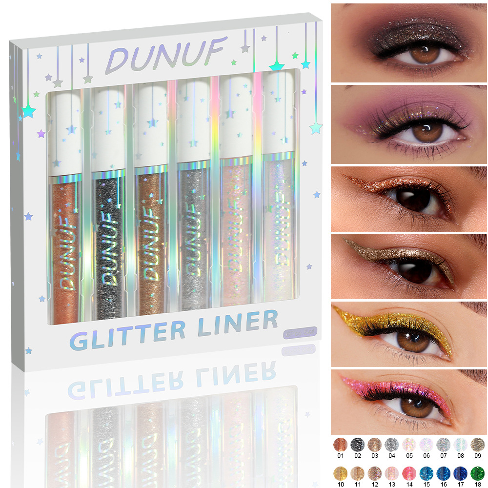 Beauty Makeup Events - Ensemble d'eyeliner à paillettes, 6 pièces,